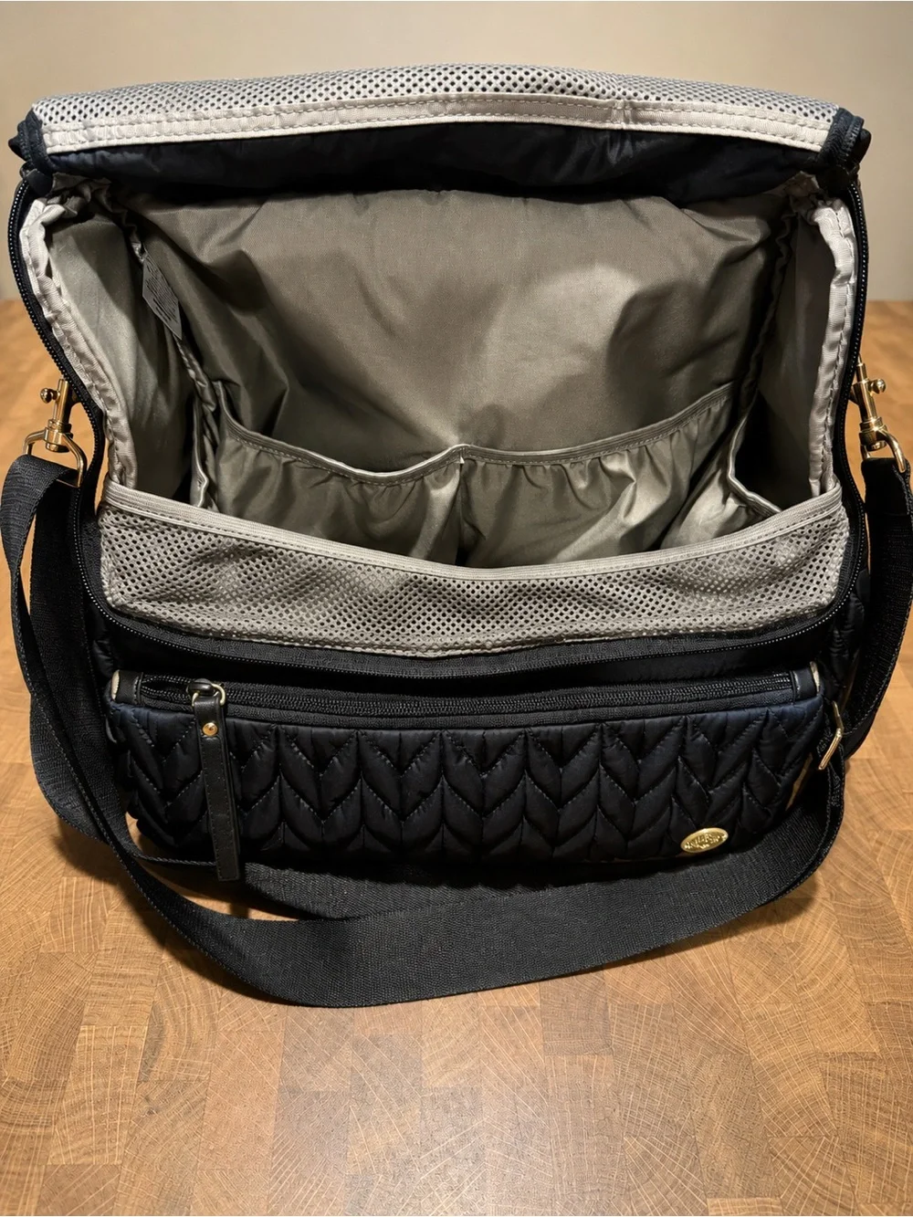 HAPP Black Quilted Diaper Bag Backpack / Convertible Travel Baby Bag